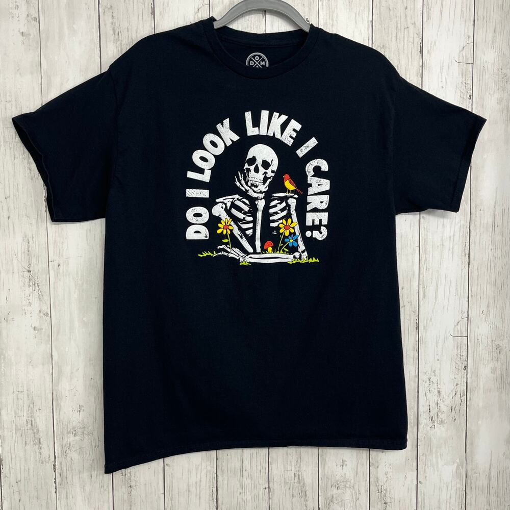 DOM Short Sleeve Funny Skeleton Graphic Print Crew Neck Cotton Tee T-Shirt